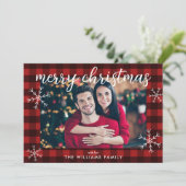 Modernes Red Buffalo Kariert Frohe Weihnachten Fot (Stehend Vorderseite)