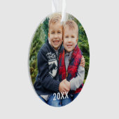 Modernes Red Buffalo Kariert Holiday Foto Keepake Ornament (Vorderseite)