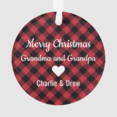 Modernes Red Buffalo Kariert Holiday Foto Keepake Ornament (Rückseite)