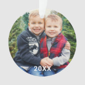 Modernes Red Buffalo Kariert Holiday Foto Keepake Ornament (Vorderseite)