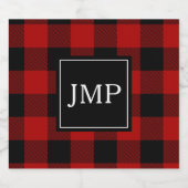 Modernes Red Buffalo Kariert | Persönliche Initial Bierflaschenetikett (Einzelnes Label)