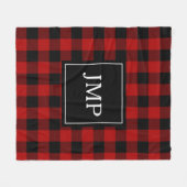 Modernes Red Buffalo Kariert | Persönliche Initial Fleecedecke (Vorderseite (Horizontal))
