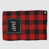 Modernes Red Buffalo Kariert | Persönliche Initial Golfhandtuch (Horizontal)