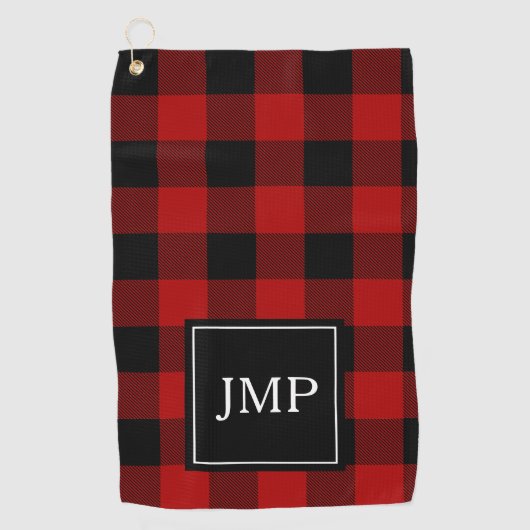 Modernes Red Buffalo Kariert | Persönliche Initial Golfhandtuch (Vorderseite)