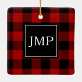 Modernes Red Buffalo Kariert | Persönliche Initial Keramikornament (Rückseite)