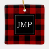 Modernes Red Buffalo Kariert | Persönliche Initial Keramikornament (Vorderseite)