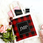 Modernes Red Buffalo Kariert | Persönliche Initial Tragetasche<br><div class="desc">Mit unserem Karierten Personal Initial Produkt "Modern Red Buffalo",  exklusiv auf Zazzle erhältlich,  stärken Sie Ihren Stil! Egal ob Sie eine Touch rustikalen Charmes in Ihren Kleiderschrank stecken möchten oder nach dem perfekten personalisierten Geschenk suchen,  dieses Produkt ist für Sie konzipiert.</div>