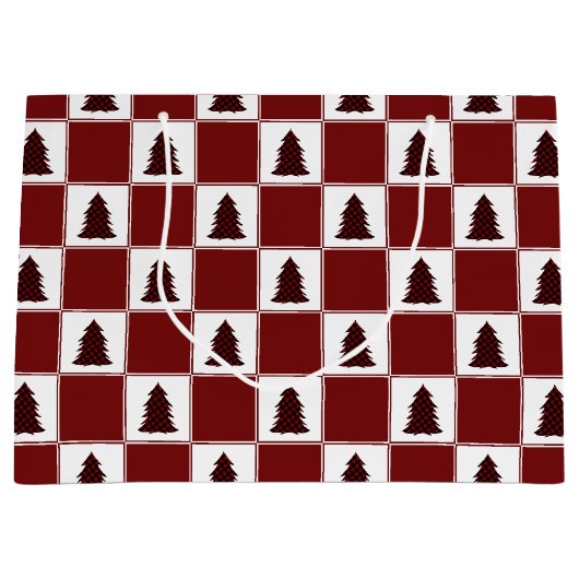 Modernes Red Buffalo Kariertes Weihnachtsbaummuste Große Geschenktüte (Vorderseite)