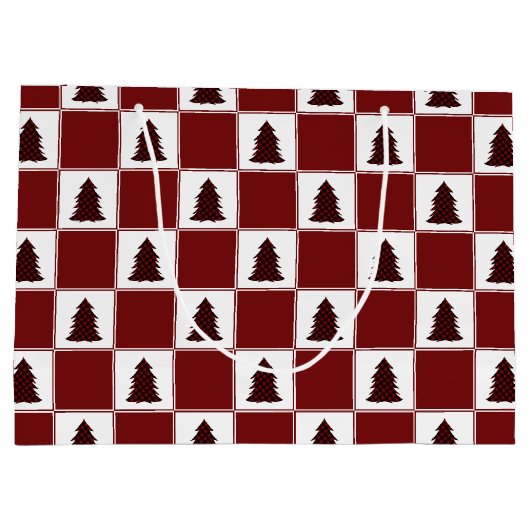 Modernes Red Buffalo Kariertes Weihnachtsbaummuste Große Geschenktüte (Rückseite)