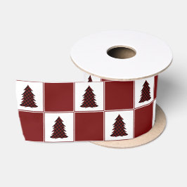 Modernes Red Buffalo Kariertes Weihnachtsbaummuste Satinband