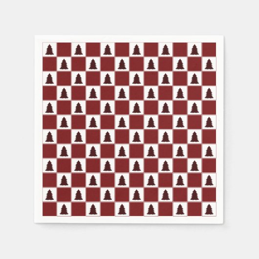 Modernes Red Buffalo Kariertes Weihnachtsbaummuste Serviette (Vorderseite)