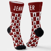 Modernes Red Buffalo Kariertes Weihnachtsbaummuste Socken (Gewinkelt)
