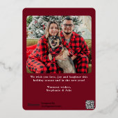 Modernes Red Buffalo Kariertes Weihnachtsfest Foto Folien Feiertagskarte (Rückseite)