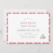 Modernes Red Candy Cane Stripes Holiday Open House Einladung (Vorderseite)