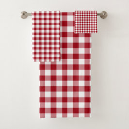Modernes Red Checked Gingham Pattern Badhandtuch Set