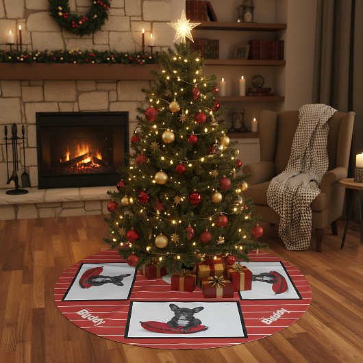 Modernes Red Dog Pet Foto Polyester Weihnachtsbaumdecke