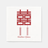 Modernes Red Double Happiness Hochzeit von Napkins Serviette (Vorderseite)