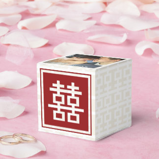 Modernes Red Double Happy Chinese Wedding Foto Geschenkschachtel