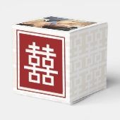 Modernes Red Double Happy Chinese Wedding Foto Geschenkschachtel (Rückseite)