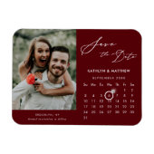 Modernes Red Elegant Script-Foto Save the Date Magnet (Horizontal)