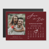 Modernes Red Elegant Script-Foto Save the Date Magneteinladung (Vorne/Hinten)