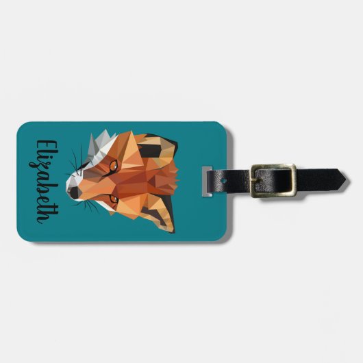 Modernes Red Fox & Hand Letter Script Gepäckanhänger (Vorderseite horizontal)