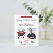 Modernes Red Fun Script Einfaches Foto Abschluss G Postkarte (Stehend Vorderseite)