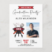 Modernes Red Fun Script Einfaches Foto Abschluss G Postkarte (Vorderseite)