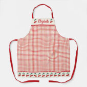 Modernes Red Gingham Cherry Pattern Backen Schürze (Vorderseite)