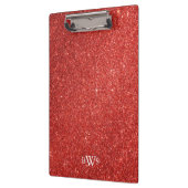Modernes Red Glitzer Luxus Monogram Klemmbrett (Links)