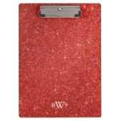 Modernes Red Glitzer Luxus Monogram Klemmbrett (Vorderseite)