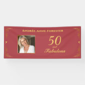 Modernes Red Gold 50 fabelhaftes Birthday Foto Banner (Horizontal)