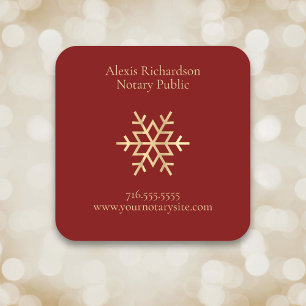 Modernes Red Gold Snowflake Notar Marketing Quadratischer Aufkleber