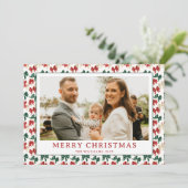 Modernes Red Green Bow Foto Weihnachten (Stehend Vorderseite)