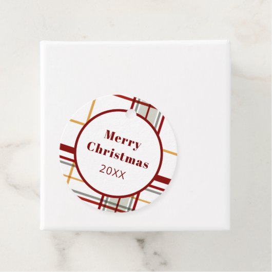 Modernes Red Green Gold für Ferien Kariert Geschenkanhänger (Beispiel)