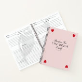 Modernes Red Heart Brautparty Geschenkbuch Notizblock (Innenseite)