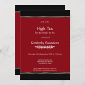 Modernes Red High Tee Brautparty Einladung (Vorne/Hinten)