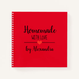 Modernes Red Homemade mit Liebe-Rezept-Notebook Notizblock