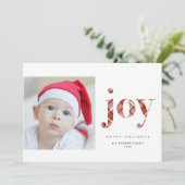 Modernes Red Kariert Joy Weihnachtsfest Foto (Stehend Vorderseite)