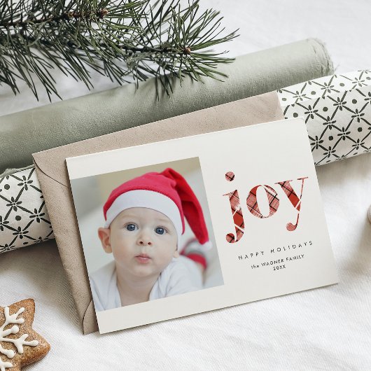 Modernes Red Kariert Joy Weihnachtsfest Foto