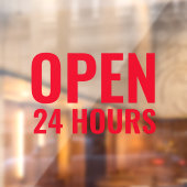 Modernes Red Open 24 Stunden Fensterheber Fensteraufkleber (Blatt 2)