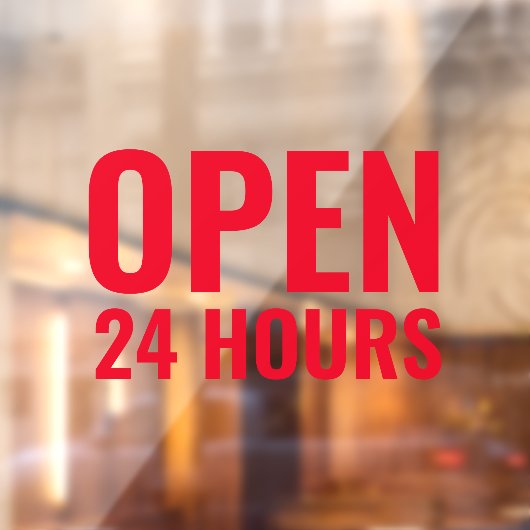 Modernes Red Open 24 Stunden Fensterheber Fensteraufkleber (Blatt 2)