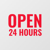Modernes Red Open 24 Stunden Fensterheber Fensteraufkleber (Blatt)