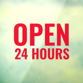 Modernes Red Open 24 Stunden Fensterheber Fensteraufkleber (Blatt 3)