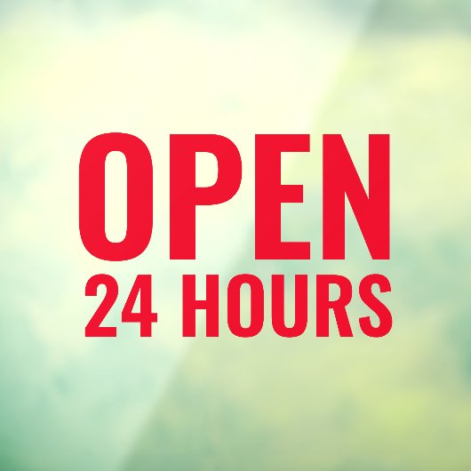 Modernes Red Open 24 Stunden Fensterheber Fensteraufkleber (Blatt 3)