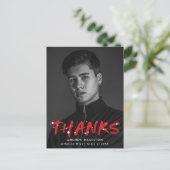 Modernes Red Paint Spritzer Foto Vielen Dank Postkarte (Stehend Vorderseite)