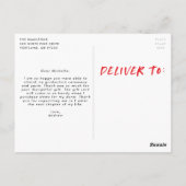 Modernes Red Paint Spritzer Foto Vielen Dank Postkarte (Rückseite)