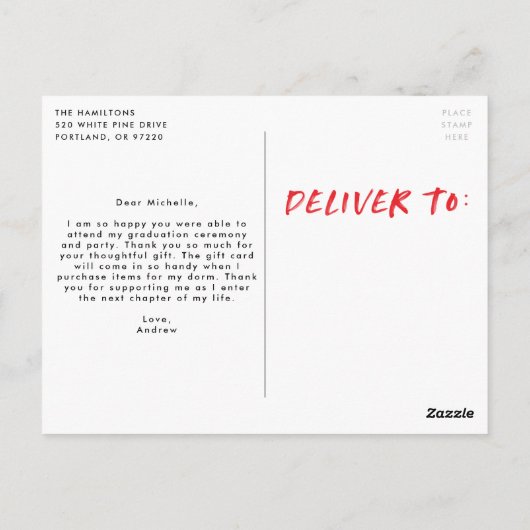 Modernes Red Paint Spritzer Foto Vielen Dank Postkarte (Rückseite)