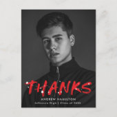 Modernes Red Paint Spritzer Foto Vielen Dank Postkarte (Vorderseite)