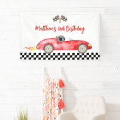 Modernes Red Race Car Birthday Banner (Insitu)